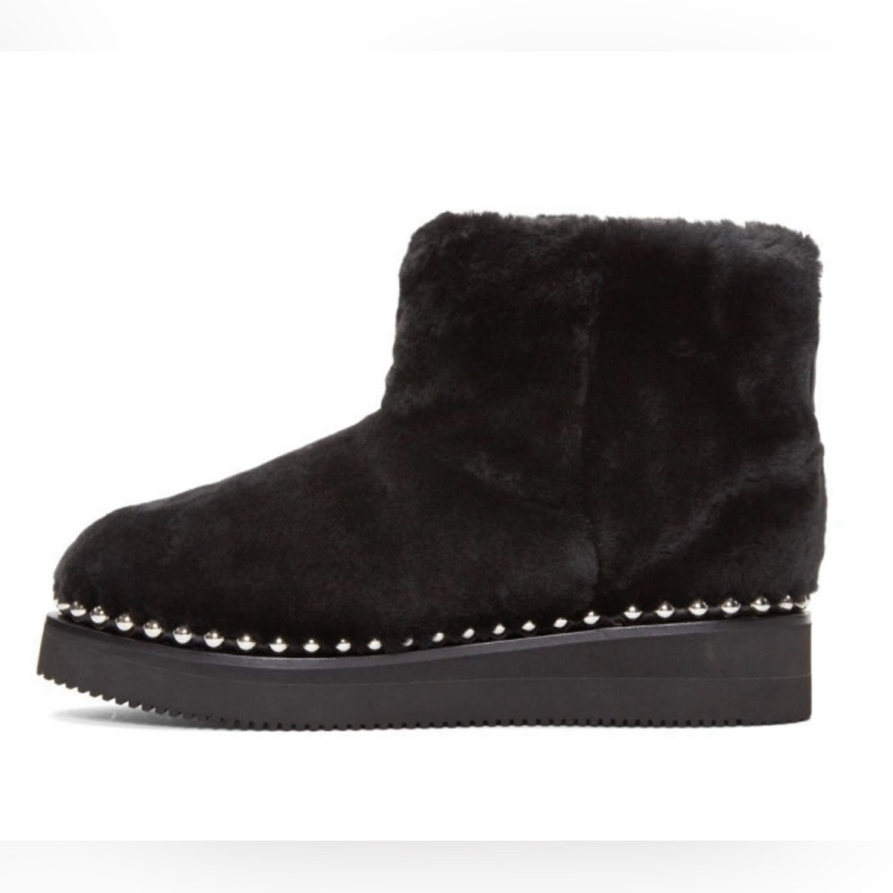 SOLD 
EUClp  Alexander Wang Shearling Yumi Boots Silver Stud Trim 7.5